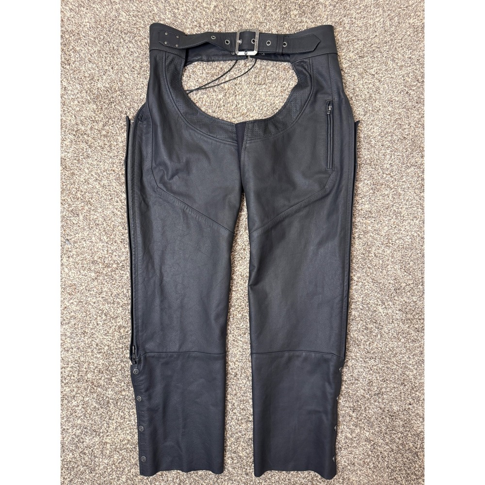 Highway 21 Maverick Chaps M Black Leather Motorcycle Handcrafted‎ Adjustable